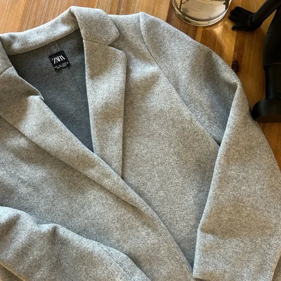 Zara Light Gray Wool Blend Coat - Picture 3 of 6